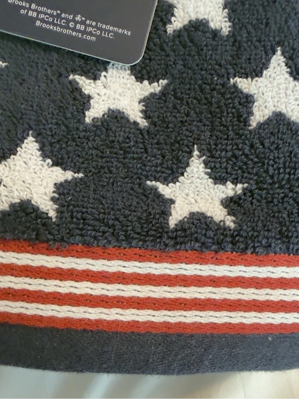 2 Brooks Brothers Patriotic Star Hand Towels Set of 2 Navy Red White 18x28 NWT - Picture 4 of 5
